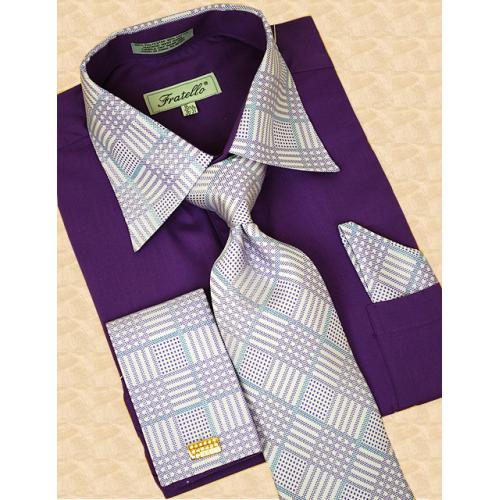 Fratello Purple Shirt/Tie/Hanky Set DS3718P2